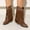 Brown, variant on Bnwani Women Boots Footwear Fall Winter Fashion Toe Mid-Heel Thick Chunky Ankle Versatile Comfortable Casual Western Tassel Boot Black Size 5.5