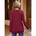 thumbnail image 5 of Chiclily Womens Long Sleeve Shirts Lightweight Pullover Sweaters Burgundy Large V Neck Tunics Tops, 5 of 6