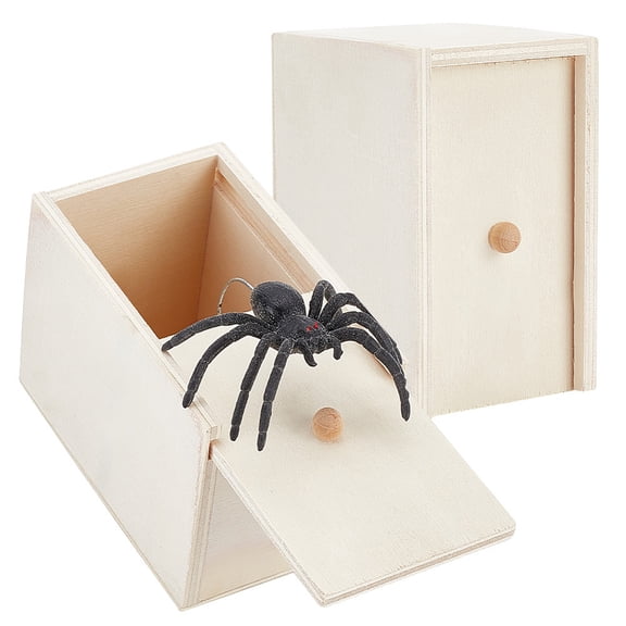 Novelty Spider Prank Box Funny Wooden Box Gag Gift Funny White Elephant Gifts for Adults Christmas Party