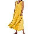 thumbnail image 2 of Tumotour Linen Dresses for Women Sleeveless Long Dress Tank Sundress Round Neck Summer Casual Tshirt Dress Flowy Beach Sundress with pockets, 2 of 9