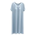 thumbnail image 4 of HomeGardon,Nightgowns for Women Sleepwear,Fashion Women Summer Solid Color V-Neck Short Sleeved Pleated Front Dress Nightgown,L-XL, 4 of 5