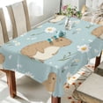 thumbnail image 4 of 54x72 Inch Tablecloth Polyester Square Tablecloth for Home Kitchen Dinner Decor Cute Capybara and Daisies, 4 of 9