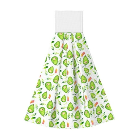 

Horeoi Kawaii Avocado Print Coral Fleece Microfiber Hanging Hand Towel Absorbent Hand Towel Quick Dry Thicken Cleaning Cloths Wipes Rags for Kitchen & Bathroom