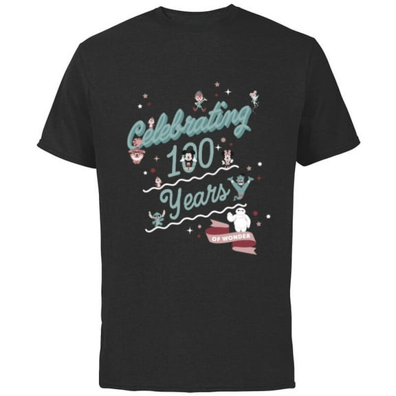 Disney 100 Celebrating 100 Years of Wonder Muted Cute D100 - Short Sleeve Cotton T-Shirt for Adults - Customized-Black