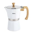 thumbnail image 1 of Cafetera Italiana De Aluminio, Doble Filtrado Espresso Moka Pot Clásica Fácil de Limpiar, Filtro Reutilizable, Compatible con Gas, Eléctrica y Cerámica, 6 Tazas 250 ml, Color Blanco, 1 of 6