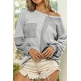 thumbnail image 1 of Women's Gray Contrast Patchwork Double Chest Pocket Top, 1 of 5