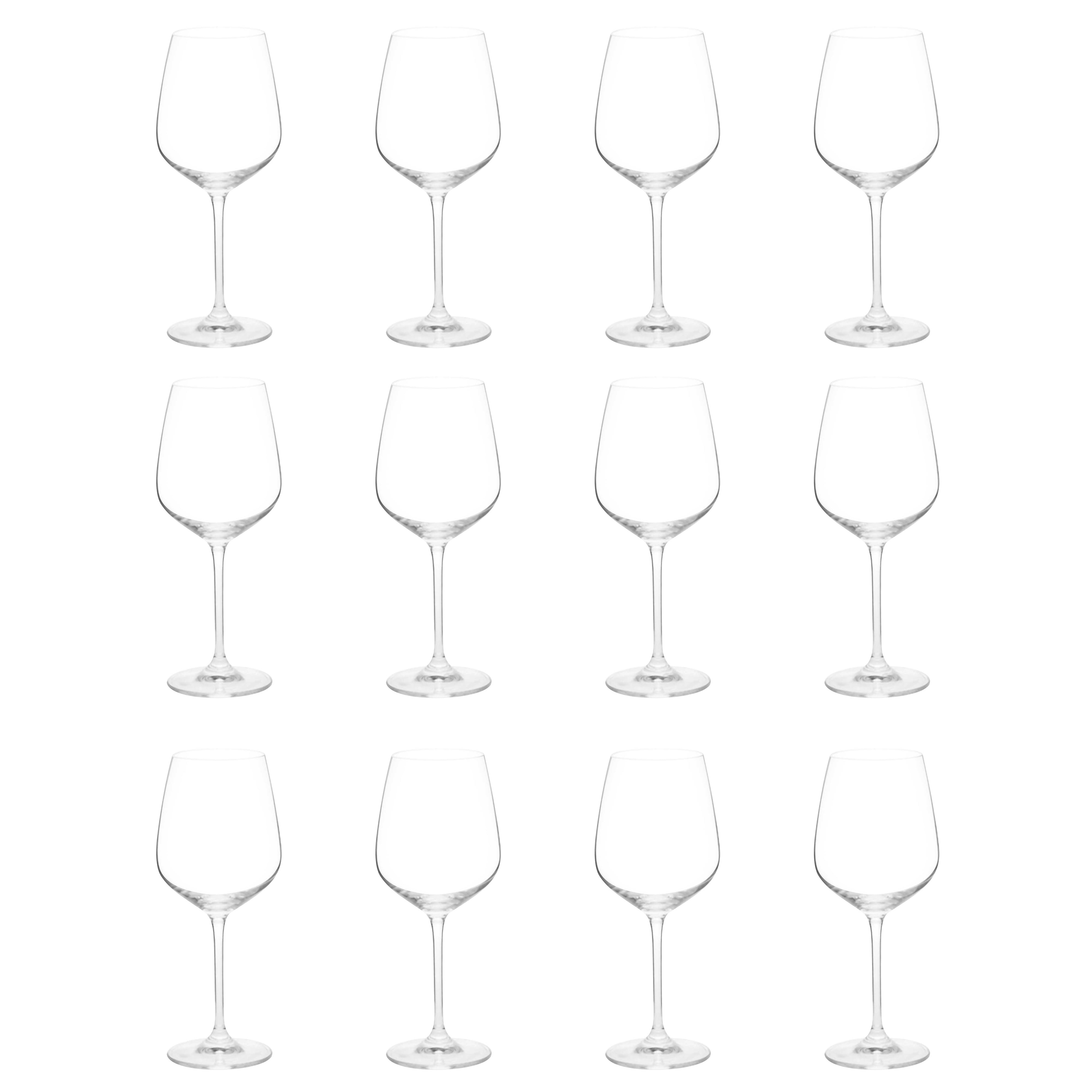 Cadamada 12oz Wine Glasses,Crystal Glass with Stem for Red or White Wine,  High-end Banquet, Party, Bar, Wedding, Gift (12 pcs)