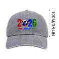 thumbnail image 4 of YiFudd Cartoon Adjustable Washed Cotton Cup26 Soccer Fan USA CAN MEX Design Baseball Cap,Unisex,Gray, 4 of 5