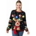 thumbnail image 1 of JOYIN Womens LED Light Up Reindeer Ugly Christmas Sweater Built-in Light Bulbs, 1 of 8