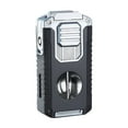 thumbnail image 2 of 5 in 1 Cigar Lighter with Cigar Cutter V Cut, Cigar Punch, Cigar Draw Enhancer, Cigar Holder, Refillable Butane Torch Lighter Gift for Men, Windproof Triple Jet Flame Lighter for Smoking, 2 of 9