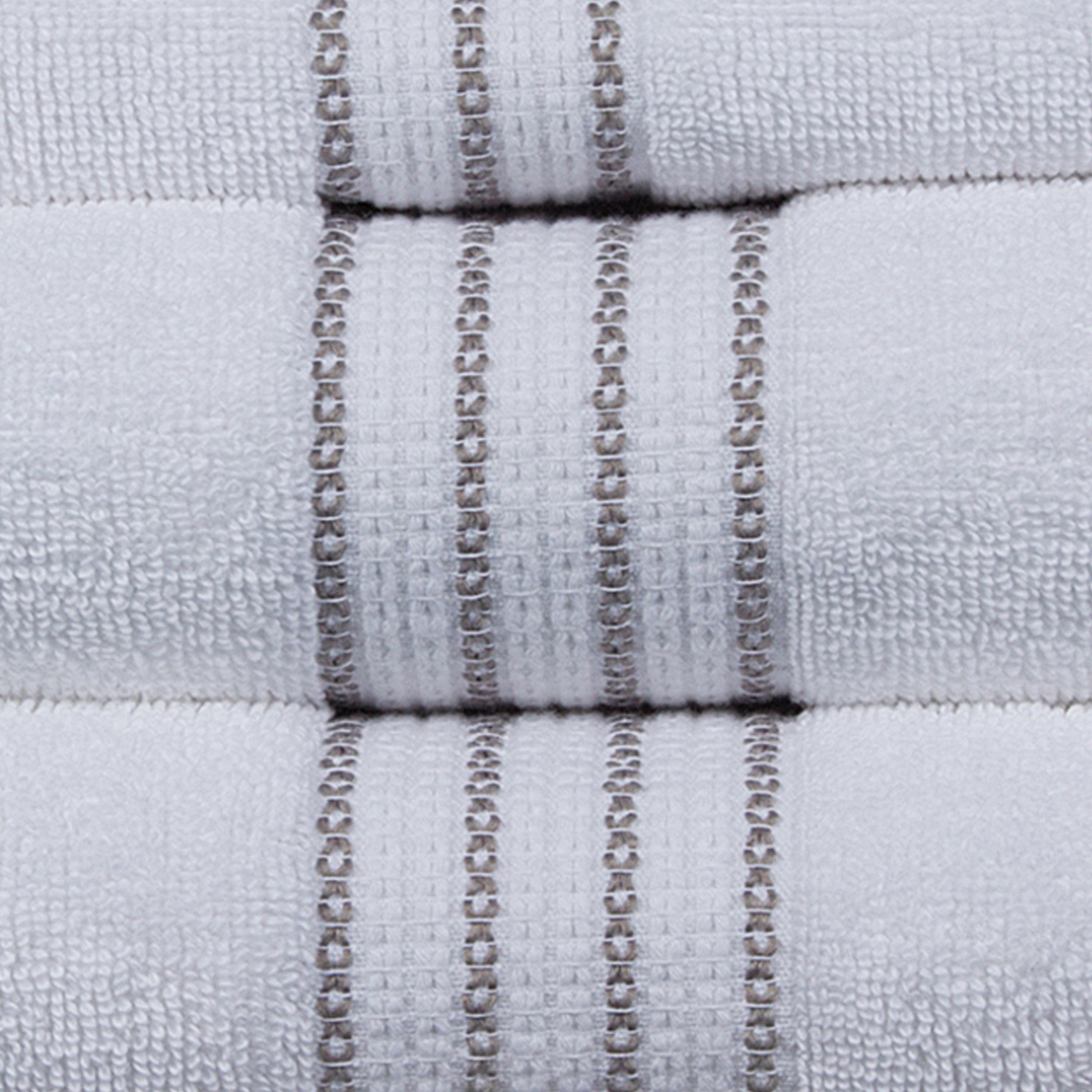 Aertex Stripe 100% Cotton 520 GSM 6 Piece Bath Towel Set, Soft & Absorbent, Quick Dry, 2 Bath 27x54, 2 Hand 16x28, 2 Wash 13x13, White with Dove Gray Stripes, OEKO-TEX® Certified