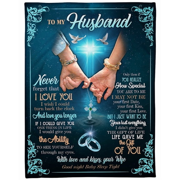 To My Husband Fleece Blanket Never Forget That I Love You Husband For Wife Couple Valentine's Day Gift, 30x40in Fleece Blanket