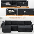 thumbnail image 5 of ACMEASE 84 Inches Chenille Sectional Couch w/Adjustable Backrests, Convertible L-Shape Sleeper Sofa w/USB Ports, Modular Corner Sofa w/Pull-Out Bed & Storage Space for Living Room, Black, 5 of 7