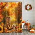 thumbnail image 2 of Thanksgiving Shower Curtains for Bathroom, Cowboy Boots Hat Pumpkin Sunflower Maple Fall Waterproof Fabric Shower Curtain for Bathroom Bathtub Decoration, Machine Washable, 54x"78", 2 of 9