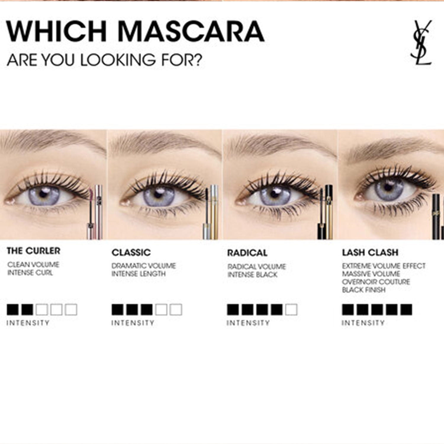 Volume Effet Faux Cils Waterproof Luxurious Mascara - # 1 Charcoal Black by Yves Saint Laurent for Women - 0.23 oz Mascara