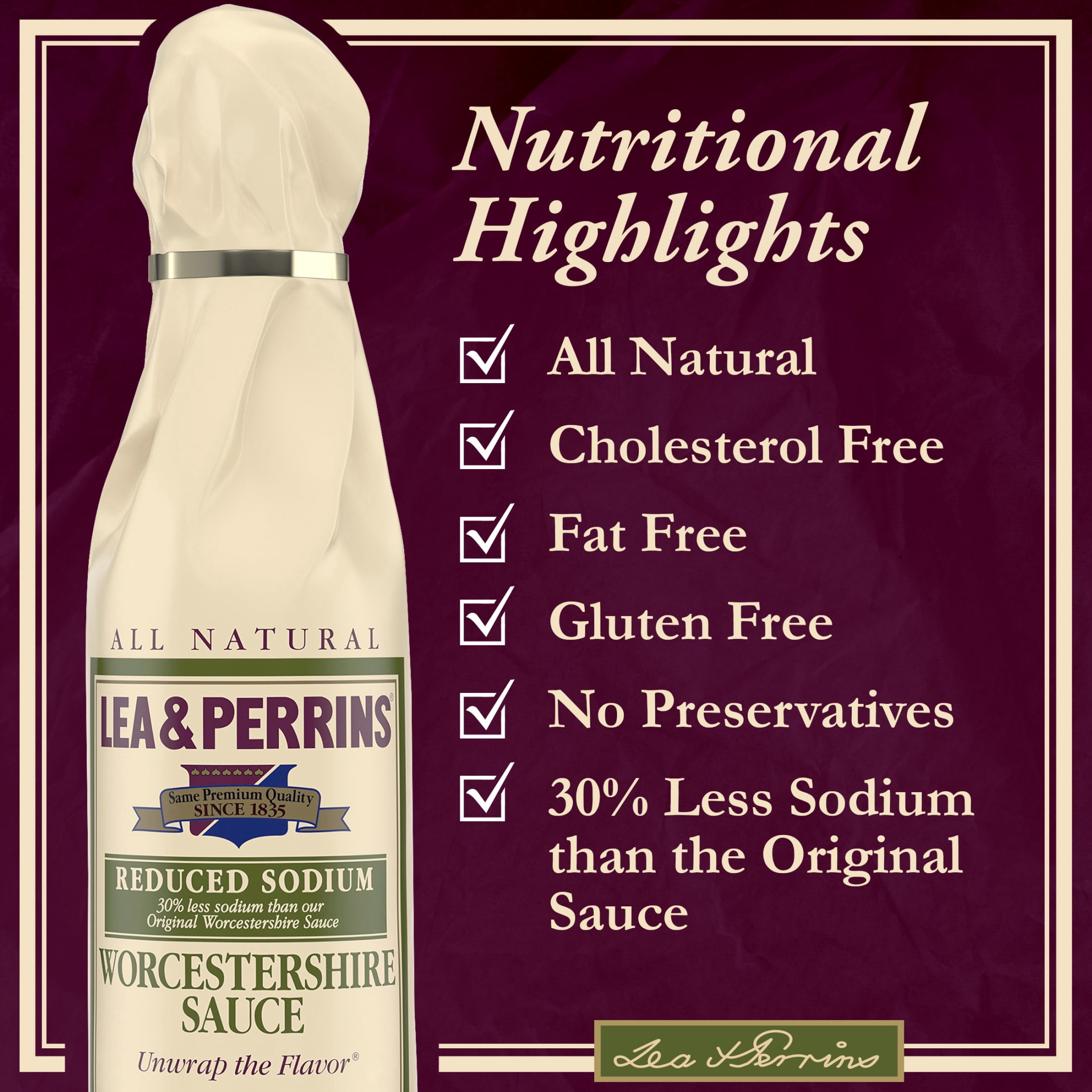 Lea & Perrins Reduced Sodium Worcestershire Sauce, 10 fl. oz. Bottle