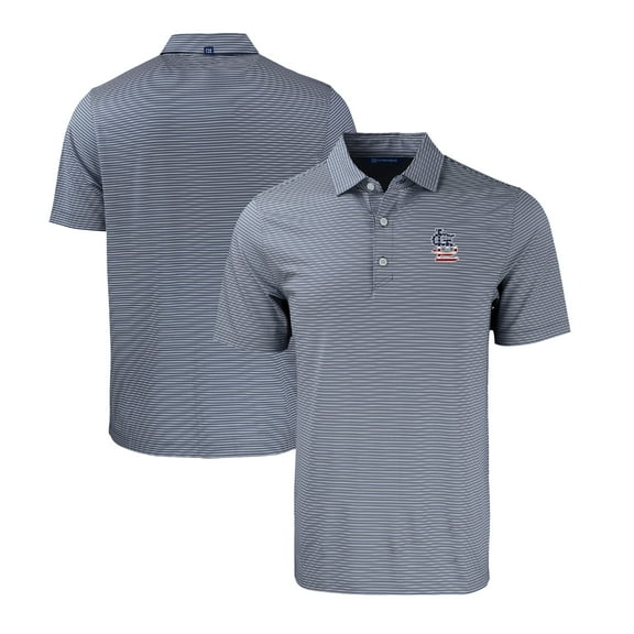 Men's Cutter & Buck  Navy/White St. Louis Cardinals Stars & Stripes Big & Tall Forge Eco Double Stripe Stretch Recycled