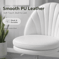 thumbnail image 3 of LUCKLIFE Office Desk Chair with Shell Back, 17.7"-23.6" Height Adjustable PU Leather Mid-Back Task Chair, Armless Computer Chair for Home Office, White, 3 of 8