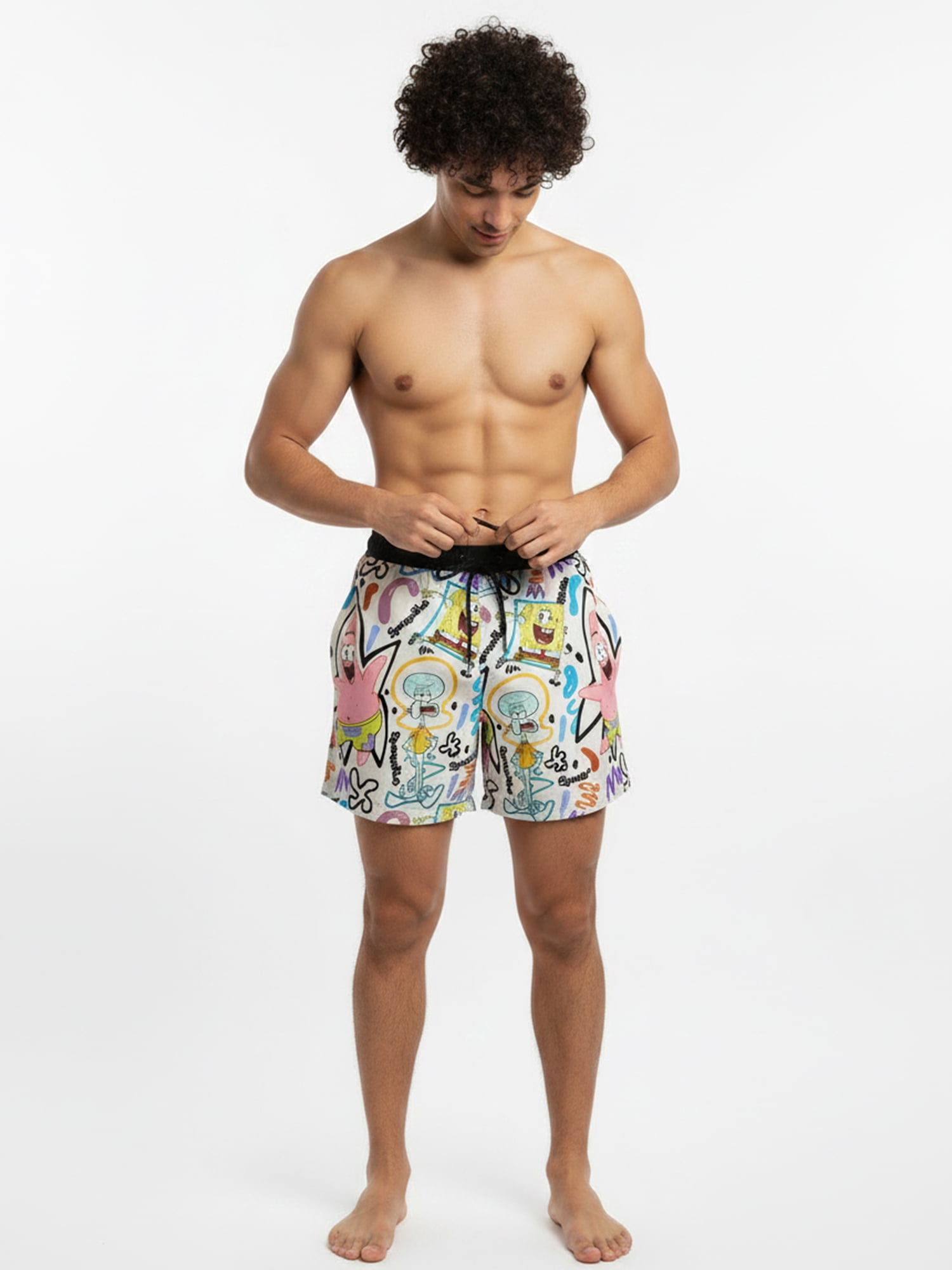 Neff Men's and Big Men's SpongeBob SquarePants Print Swim Trunks, Sizes S-3XL