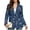 Blue Botanical Floral, variant on Open Front Womens Blazer Jacket for Office and Party, Patchwork Lilac Floral Plaid Suit Fabric with Pockets Lady Blazer Notched Lapel Womens Suit Jacket, Size XX-Large