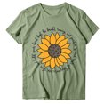 thumbnail image 4 of Gibobby Camisetas Mujer Manga Corta Mujeres Casual Sunflower Camisas de imprenta Cuello corto de manga corta Tee Tops Tunic Blose(Verde,G), 4 of 5
