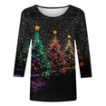thumbnail image 5 of fheaev Ugly Christmas Shirts Women Crewneck 3/4 Sleeve Christmas Sweater Xmas Tree Party Pullover Blouse Top Winter Family Holiday Outfits, 5 of 5