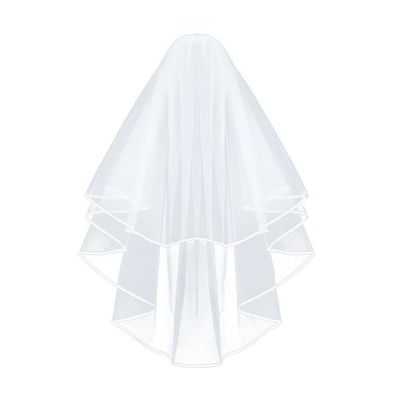 VANIDO Simple and Elegant Wedding Veil Bridal Tulle Veils with Comb and Lace Ribbon White