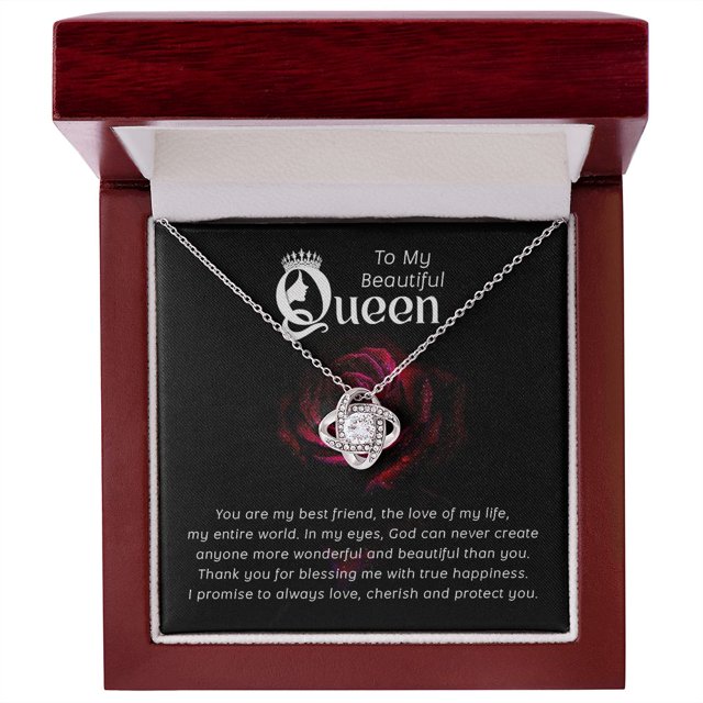 To My Beautiful Queen You Are My Best Friend Infinity Knot Necklace Message Card