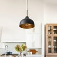 thumbnail image 3 of Aiwen Black Finish Chandelier Pendant Lamp Metal Dome Shade Hanging Light Fixture, 3 of 9