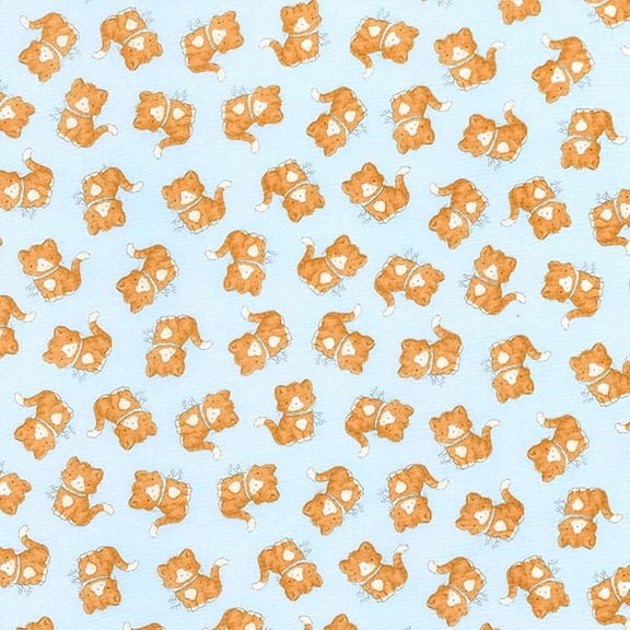 Timeless Treasures Bunnies by the Bay Blue Kittens 100% Cotton Fabric sold by the yard