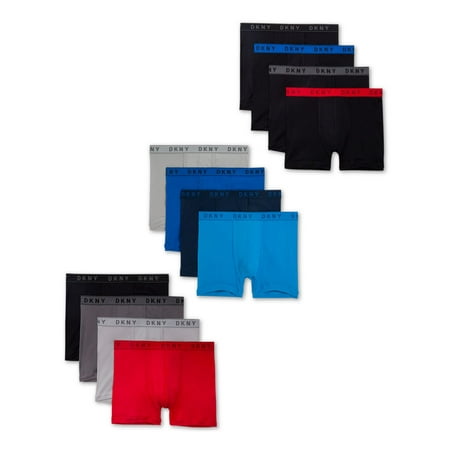 DKNY Mens 4 Pack Black Solid Everyday Boxer Briefs Size: S