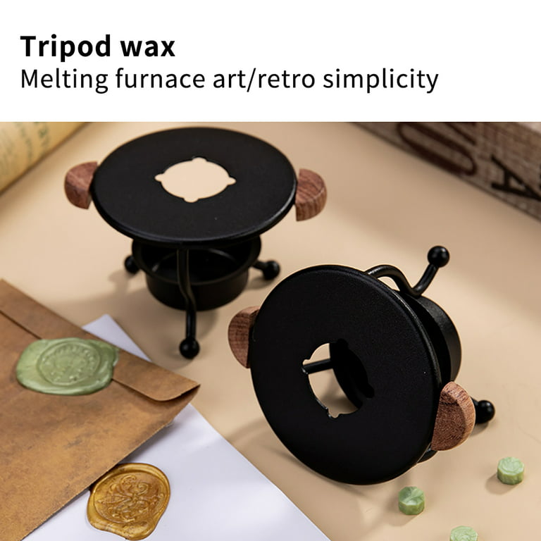 Vintage Wax Seal Melter Sealing Wax Melting DIY Stamp Envelope Wax Heating  Tripod Wax Melting Furnace,Black 