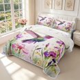 thumbnail image 3 of Erosebridal Vintage Hummingbird Quilt Full,Lovely Flower Full Bedspread Sets,White Purple,3pcs,1 Coverlet and 2 Pillowcases, 3 of 7