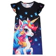 thumbnail image 2 of WIBACKER 3-12Y Girls Flutter Sleeve Unicorn Nightgown 1PCS Soft Kids Nightdress Pajamas for Toddler to Big Girl Nightie Dress, 2 of 11