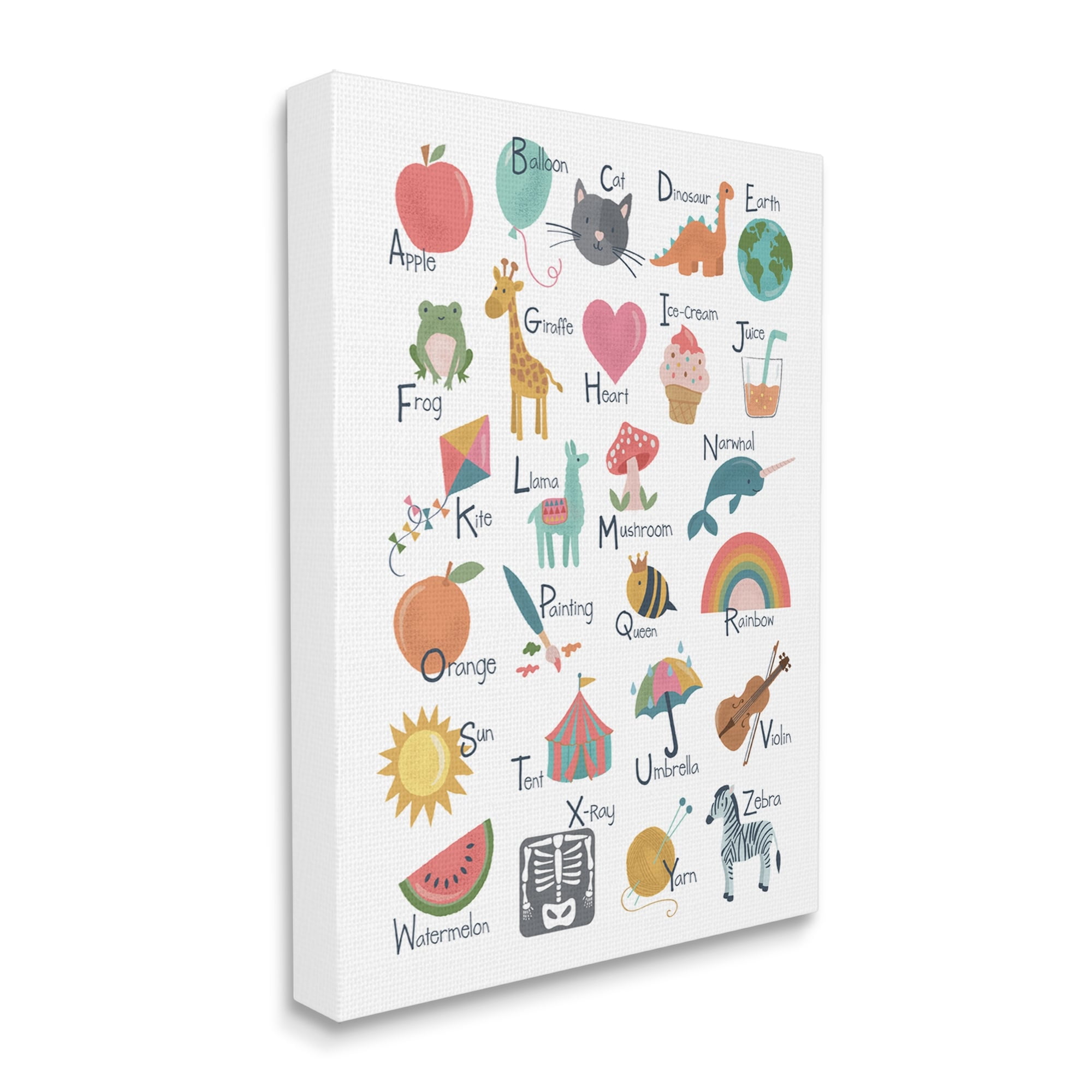 Stupell Industries Learning Alphabet Letters Various Wildlife Informative Chart Canvas Wall Art, 30 x 40, Design by Lisa Perry Whitebutton