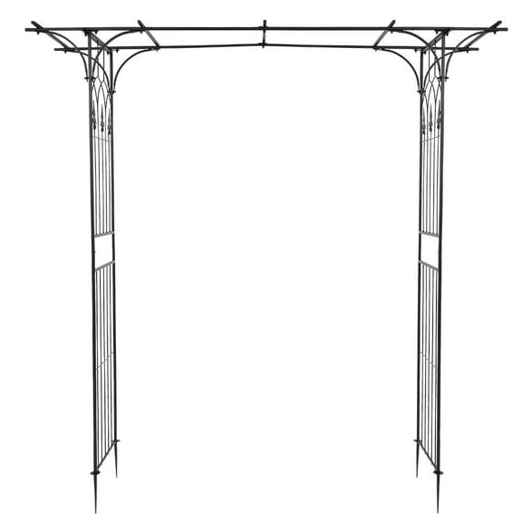 UBesGoo 7.1ft Flat Top Wrought Iron Arch Plant Climbing Trellis for Outdoor Garden Support Black