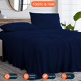 thumbnail image 3 of Kanak Bedding 4 Pieces Egyptian Cotton Sheet Set with 19" deep Pocket,1 Flat Sheet,1 Fitted And 2 Pillowcases, 1000TC(Full XL,Navy Blue), 3 of 4