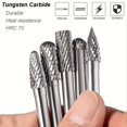 thumbnail image 4 of 1/4 Carbide Burr Kit 1/4 Shank Die Grinding Bit Drill Bit for Metal Rotary Tool File Welding Wood Stone Deburring, 4 of 8