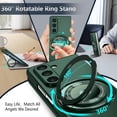 thumbnail image 3 of Magnetic Case for Samsung Galaxy Z Fold 5 Case with Kickstand & Ring Holder, [Compatible with MagSafe Charging] Slim Ultra PC Back Scratch-Resistant Military Grade Shockproof Case, Green, 3 of 14
