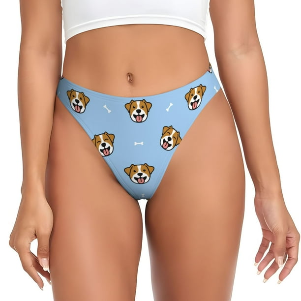 Balery Terrier Tangas de Algodón para Mujer con Estampado – Ropa Interior Sexy, Transpirable, G-string-Medium