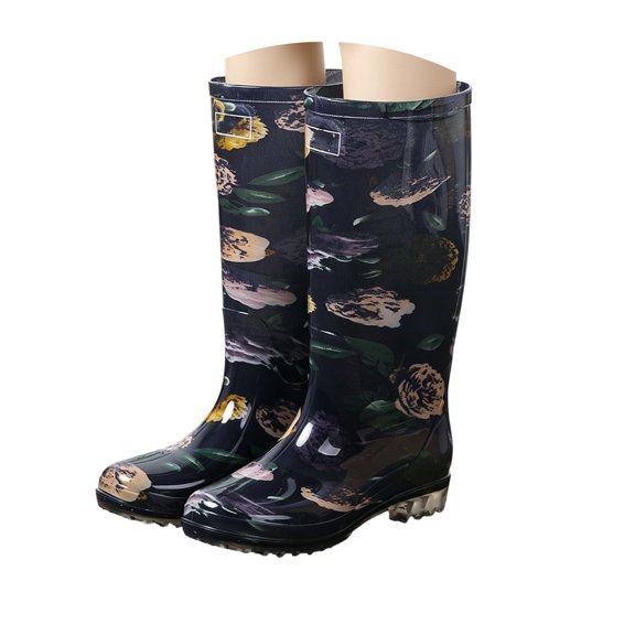 YUEHUA Womens Rain Boots Long Casual Fashion Outdoor Hiking Walking Gardening Waterproof Anti- Shoes Comfortable Insole Light Rain Shoes Outdoor Garden Shoes