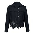 thumbnail image 4 of Womens Jeans Jacket Solid Color Lapel Button Down Casual Denim Jacket Outerwear, 4 of 4