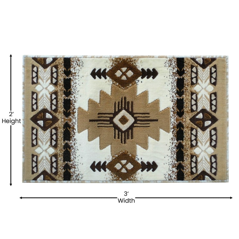 Bizchair South West Native Area Rug Design C318 Ivory (24 inch x 40 inch), Size: 2' x 3.3', Beige