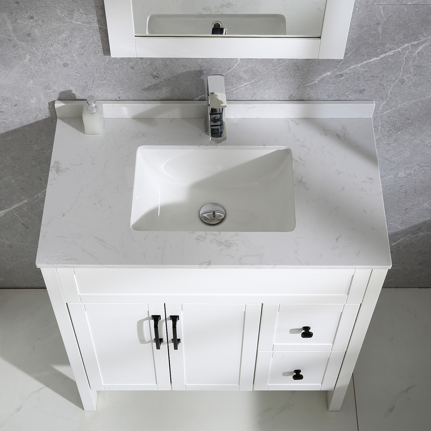 32 White Corner Sink Vanity Travertine Stone Top Bathroom Single