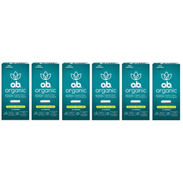 o.b. Organic Cotton Tampons, Regular, 24 Count (6 Pack)