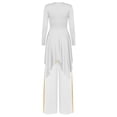 thumbnail image 6 of iiniim Women Metallic Praise Dancewear Outfit Worship Liturgical Lyrical Dance Dress with Pants White XL, 6 of 7