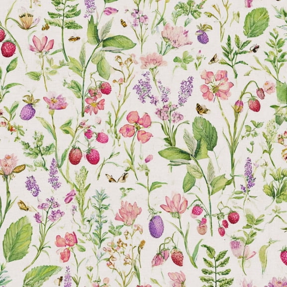Cottagecore Peel and Stick Wallpaper 17.7in x 9.8ft Watercolor Floral Pink Purple Flowers Berries Green Contact Paper Waterproof Self Adhesive Wall Paper for Bedroom Shelf Cabinet Renter Friendly