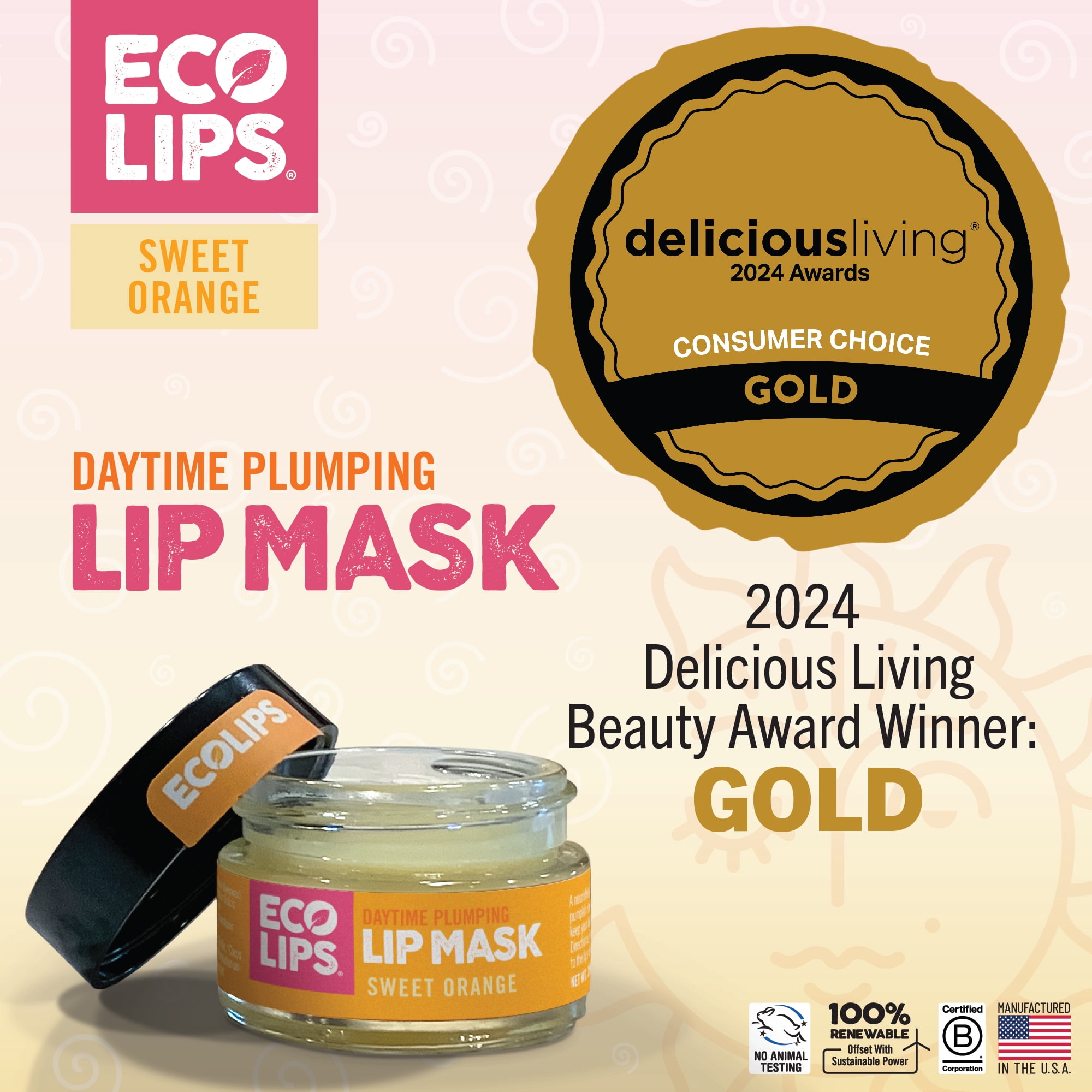 Eco Lips Plumping Daytime Lip Mask (with Hyaluronic Acid) + Vanilla Bean Lip Scrub, 2-count