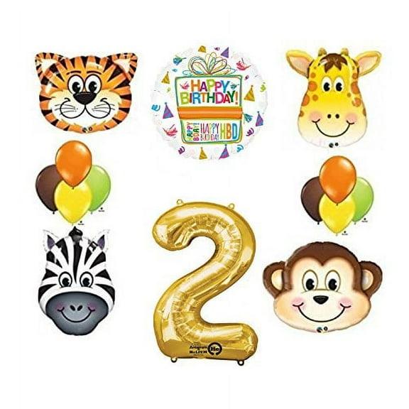 Jungle Animal Safari Second 2nd Birthday Party Supplies and Balloon Decorations