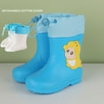thumbnail image 2 of LYHaoo Girls Rain Boots Toddler Kids Booties With Cute Bunny Dinosaur Design Removable Liner Soft Sole For Daily Wear Spring Summer Fall Sizes 2.5 Blue(Big Kid), 2 of 3
